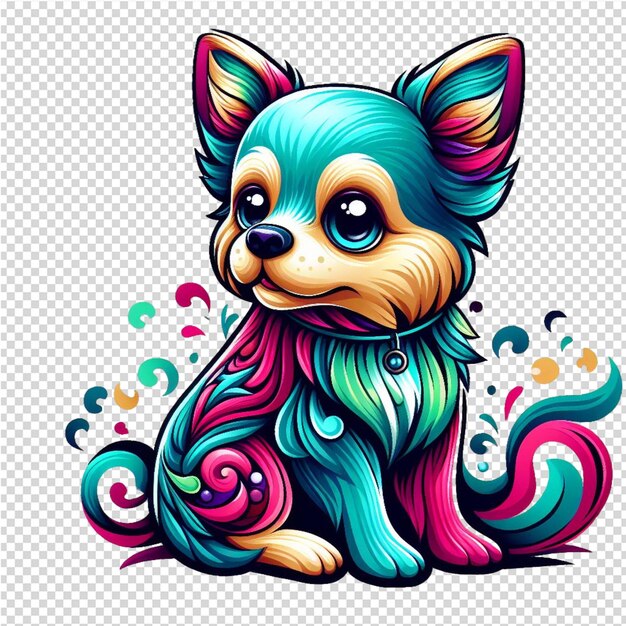 PSD un dibujo de un perro con un corte de pelo colorido