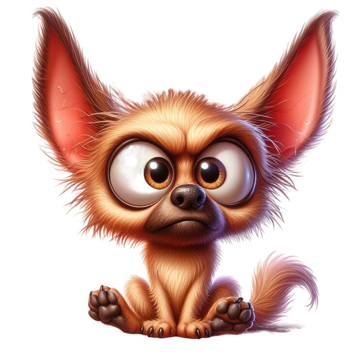 PSD un dibujo de un perro pequeño con una cara de dibujos animados