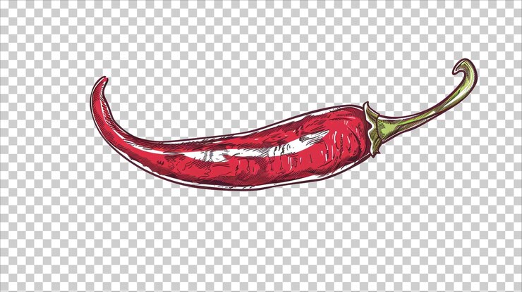 PSD un dibujo de un pimienta roja con un tallo verde