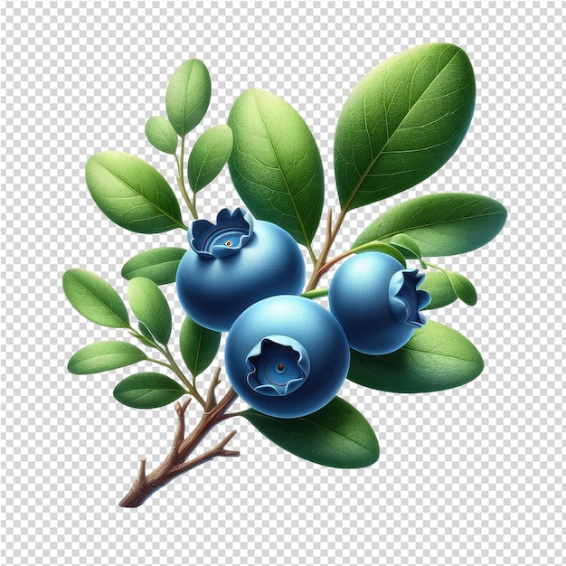 PSD un dibujo de una planta con bayas azules y hojas verdes