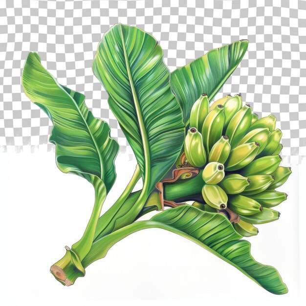 PSD un dibujo de una planta de plátano con plátanos en ella