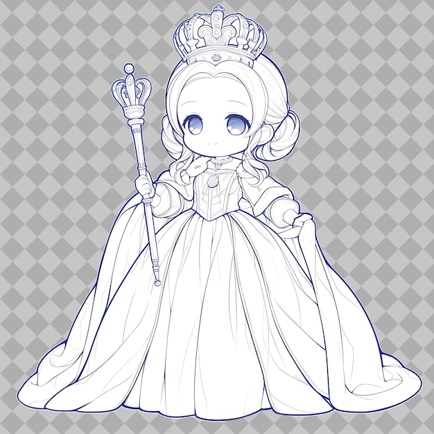 un dibujo de una princesa con una corona y una corona