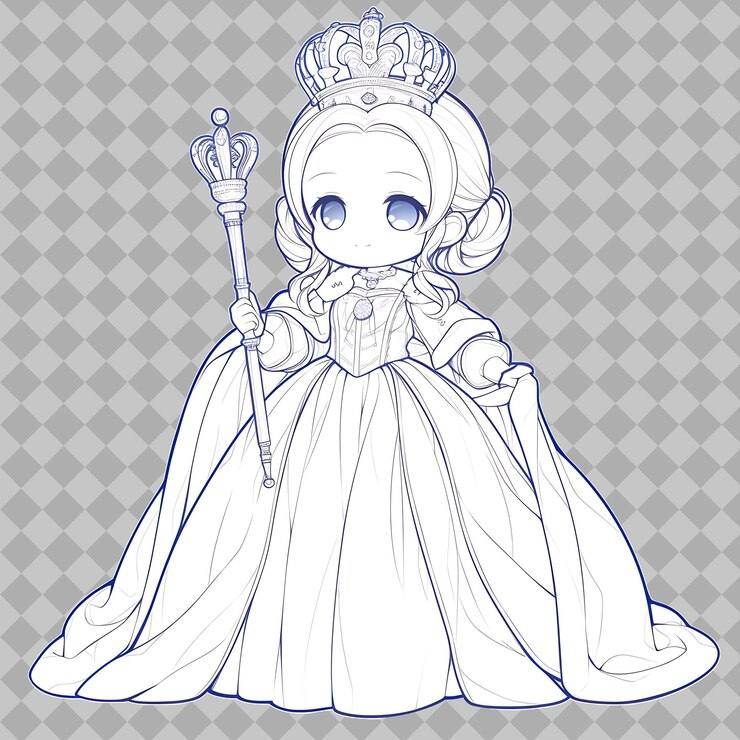 PSD un dibujo de una princesa con una corona y una corona