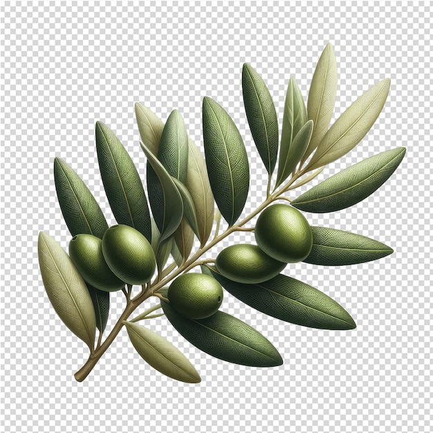 PSD un dibujo de una rama de un árbol con aceitunas verdes