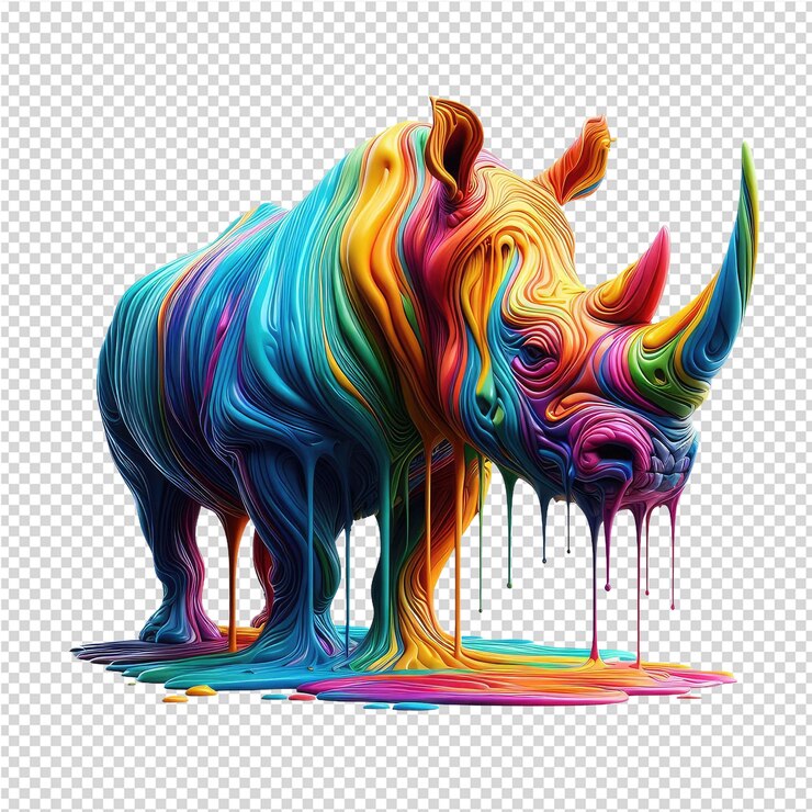 PSD un dibujo de un rinoceronte con la palabra colmillos en él