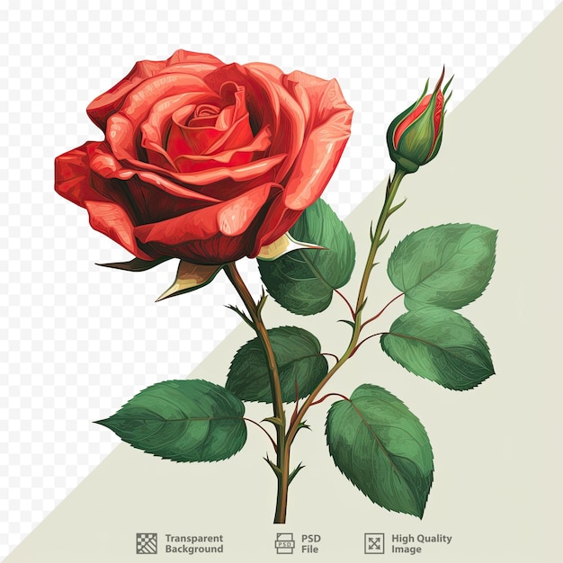 PSD un dibujo de una rosa roja con las palabras 