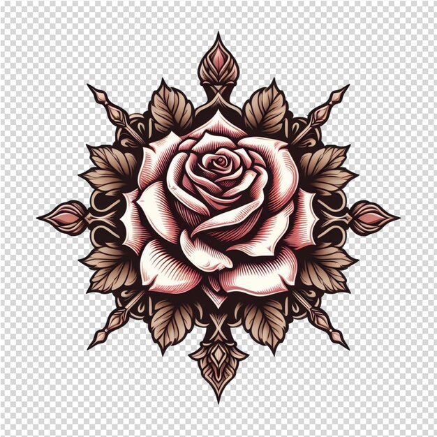 PSD un dibujo de una rosa rosa en un fondo transparente