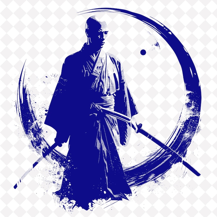 PSD un dibujo de un samurai con una espada en la mano
