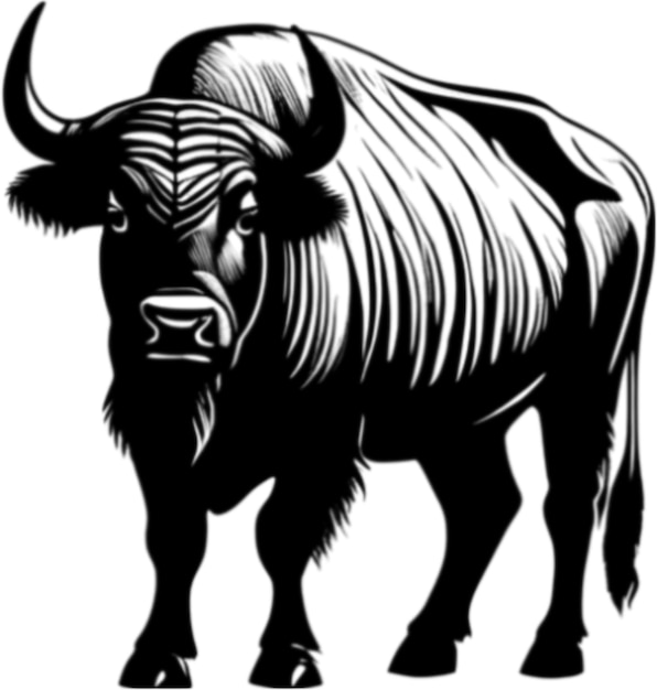 PSD dibujo de silueta de búfalo africano aigenerado