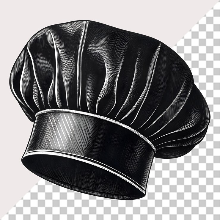 PSD un dibujo de un sombrero de chef blanco y negro con una tapa negra en él