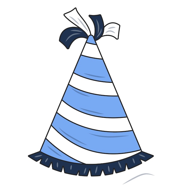 un dibujo de un sombrero a rayas azules y blancas con una cinta a su alrededor