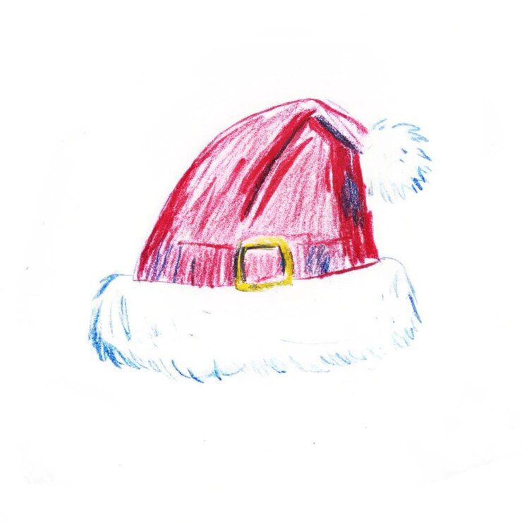 PSD un dibujo de un sombrero de santa con un sombrerito rojo en él