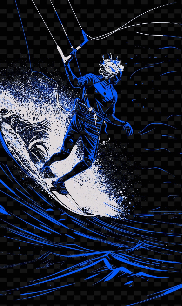 PSD un dibujo de un surfista en una tabla con la palabra surfista en él
