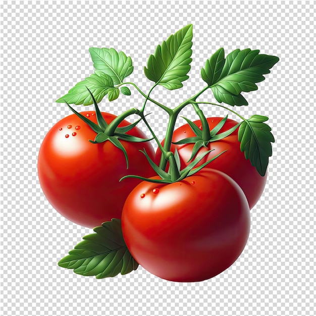 PSD un dibujo de tomates con una hoja verde en la parte superior