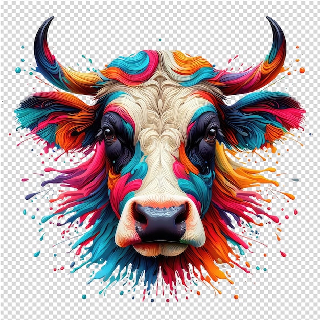 un dibujo de un toro con colores coloridos y coloridos