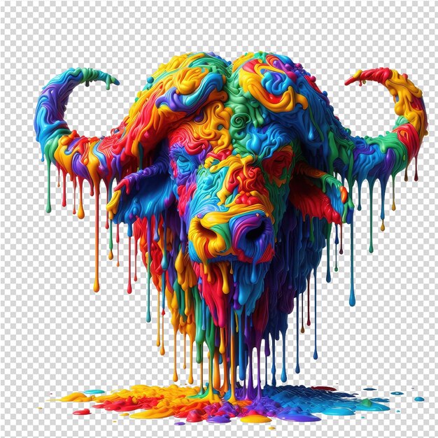 PSD un dibujo de un toro con un fondo colorido y la palabra elefante en él