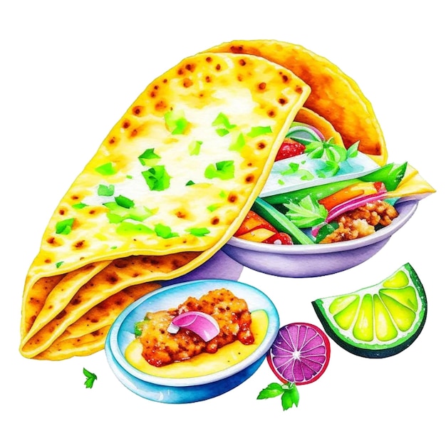 PSD un dibujo de una tortilla con frijoles y una tortilla