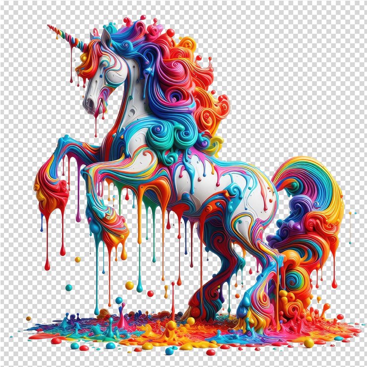 PSD un dibujo de un unicornio con la palabra unicornio en él
