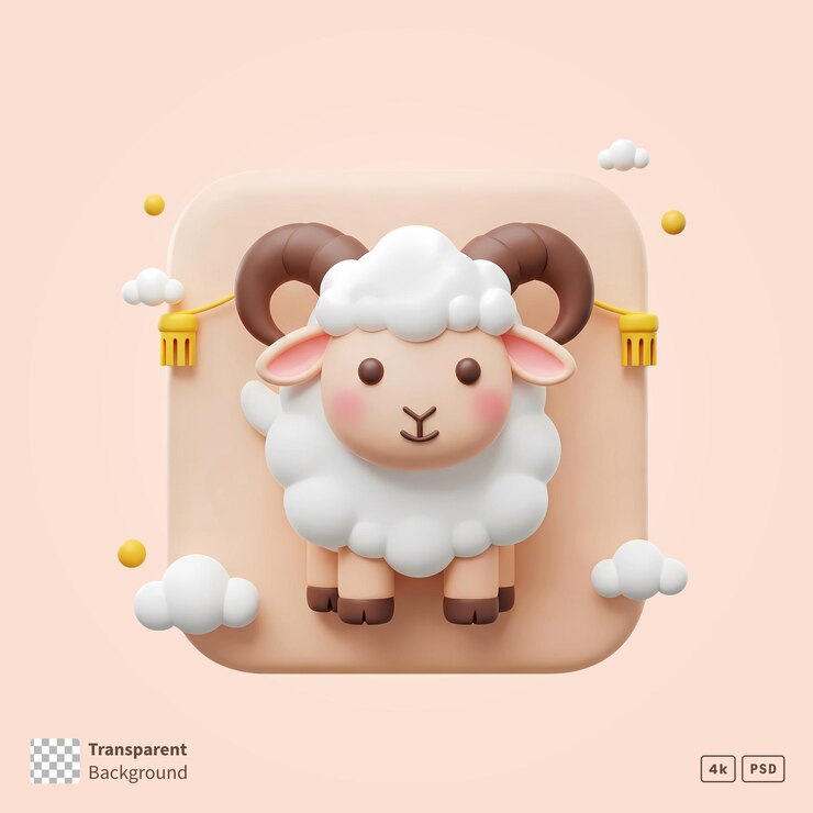 Dibujos animados en 3D Eid al Adha con ovejas blancas