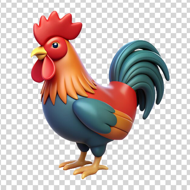 PSD dibujos animados en 3d gallo sobre un fondo transparente