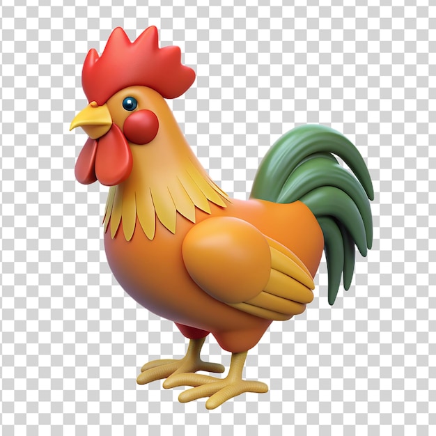 PSD dibujos animados en 3d gallo sobre un fondo transparente