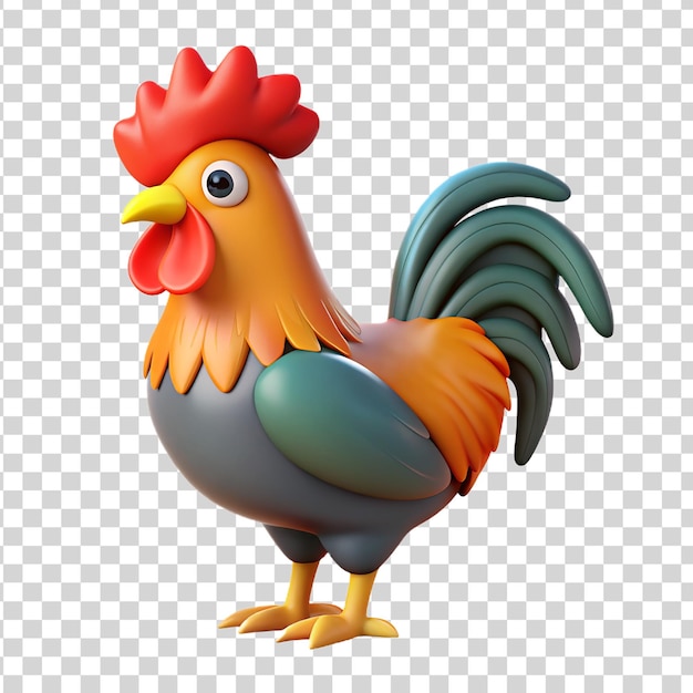 PSD dibujos animados en 3d gallo sobre un fondo transparente