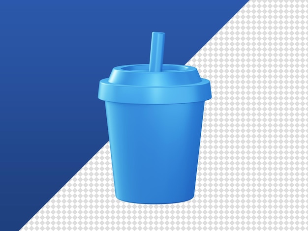 Dibujos animados en 3d que representan iconos de tazas de café de bebida azul para diseños de anuncios de aplicaciones móviles web UI UX