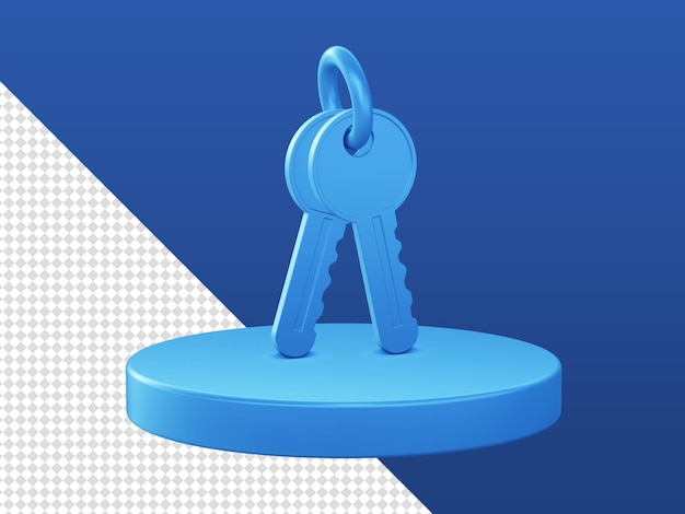 Dibujos animados en 3d que representan teclas brillantes simples con iconos de podio para aplicaciones móviles web UI UX redes sociales
