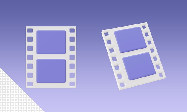 Dibujos animados en 3D representan iconos de marcos de fotos y películas simples para el diseño de redes sociales de aplicaciones móviles web UI UX