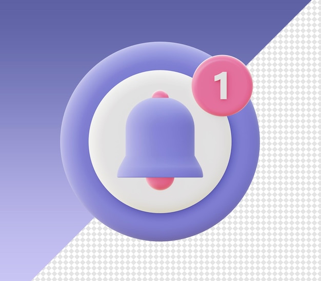 Dibujos animados en 3D representan iconos de notificación de campana simples para UI UX web aplicaciones móviles diseños de redes sociales
