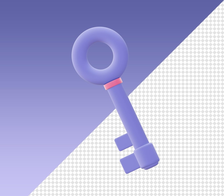 PSD dibujos animados en 3d representan iconos de teclas púrpuras simples para diseños de redes sociales de aplicaciones móviles web ui ux