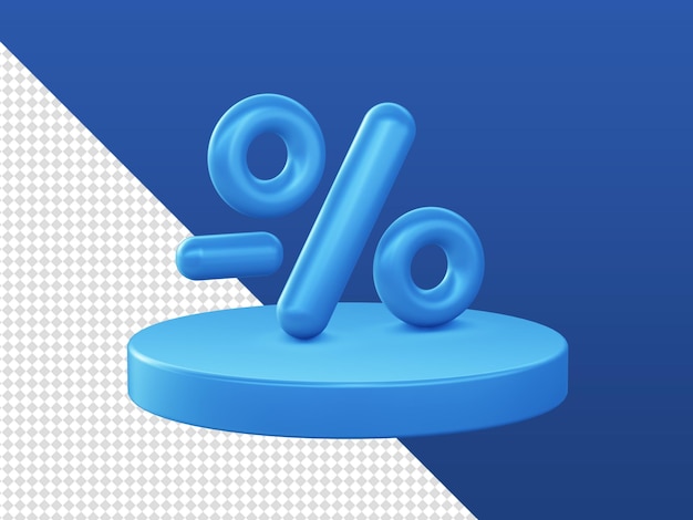 Dibujos animados en 3D representan un porcentaje brillante simple con iconos de podio para UI UX web aplicaciones móviles redes sociales