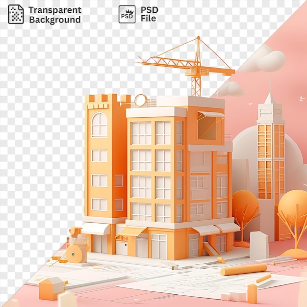 Dibujos animados de arquitecto psd 3d diseñando edificios en la ciudad