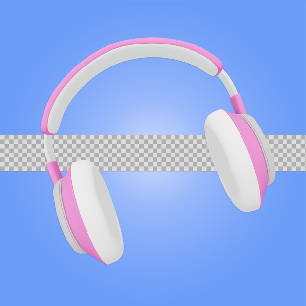 Dibujos animados de auriculares 3d rosa