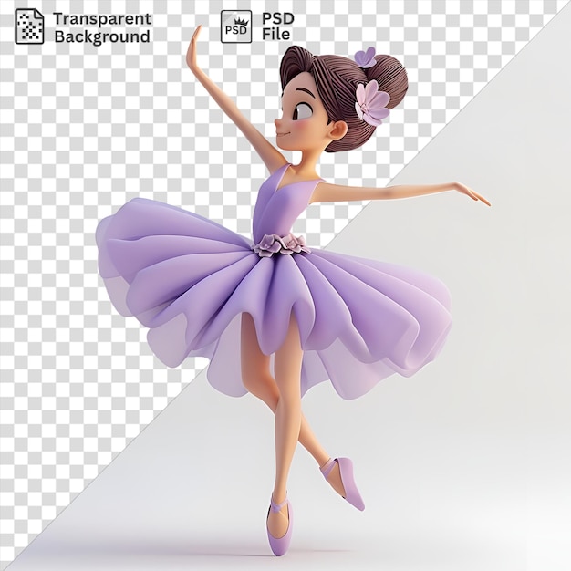 PSD dibujos animados de bailarines en 3d realizando una postura de baile