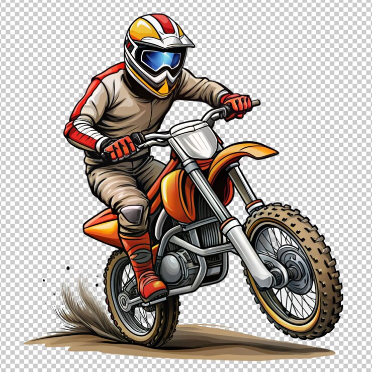 PSD dibujos animados de bicicletas de tierra extrema en un fondo transparente