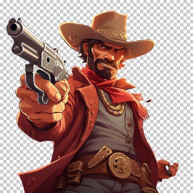 PSD dibujos animados cowboy aislado en un fondo transparente