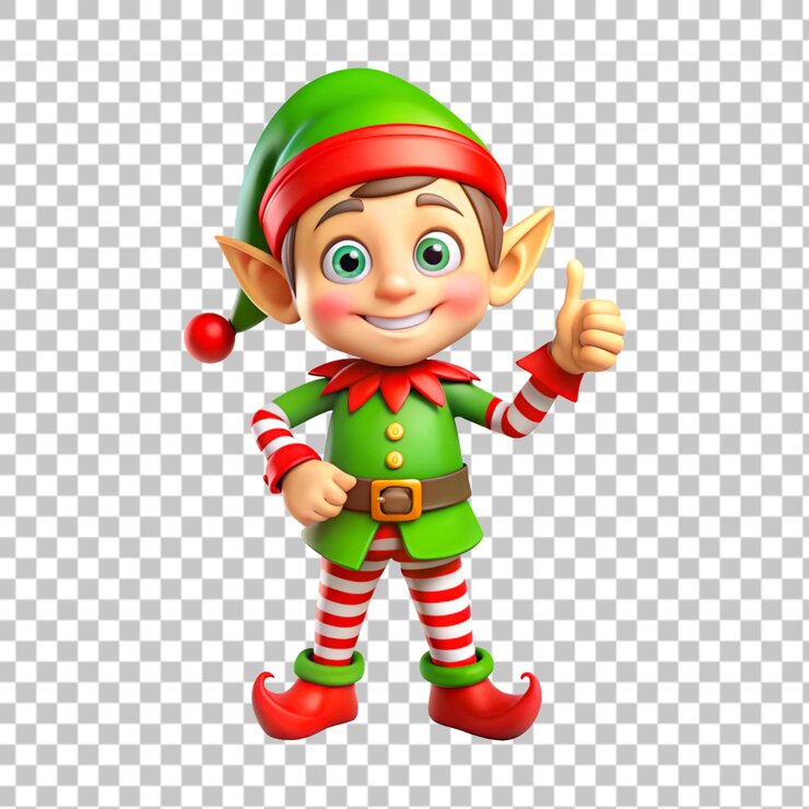 PSD dibujos animados de un elfo de navidad en un fondo transparente