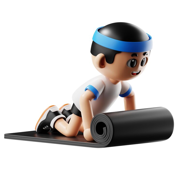 PSD dibujos animados de fitness en 3d con posturas de yoga