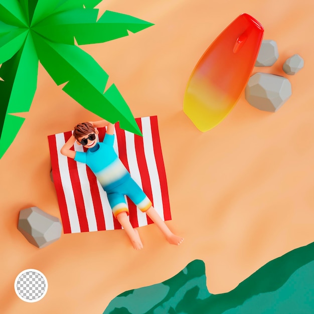 Dibujos animados hola verano ilustración 3d