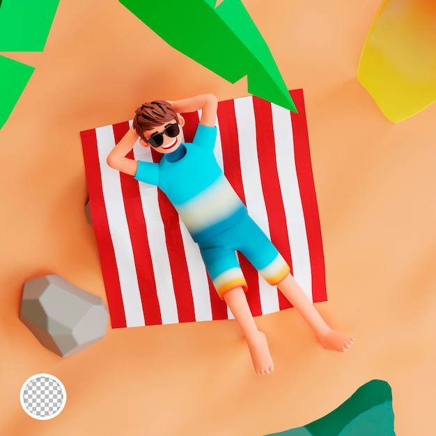 PSD dibujos animados hola verano ilustración 3d