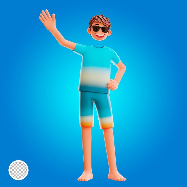Dibujos animados hola verano ilustración 3d
