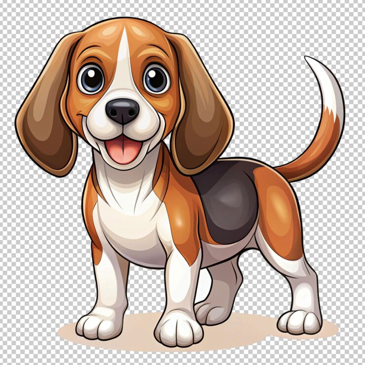 PSD dibujos animados de perros beagle sobre un fondo blanco