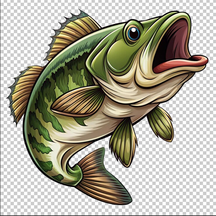 PSD dibujos animados vectoriales de peces grandes para camiseta