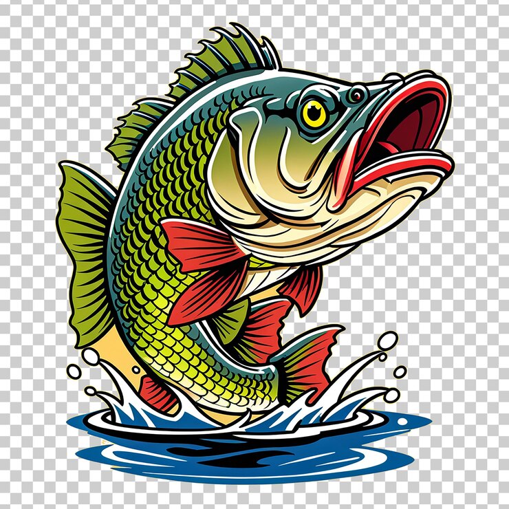 PSD dibujos animados vectoriales de peces grandes para camisetas diseño de camisetas de peces grandes