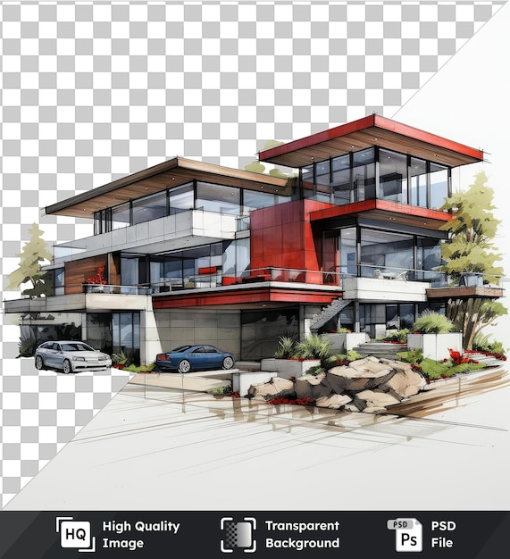 PSD dibujos arquitectónicos fotográficos realistas del arquitecto