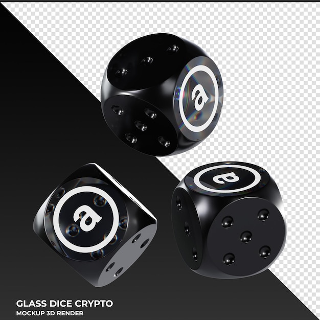 PSD dice arweave ar dice de vidrio crypto icono 3d