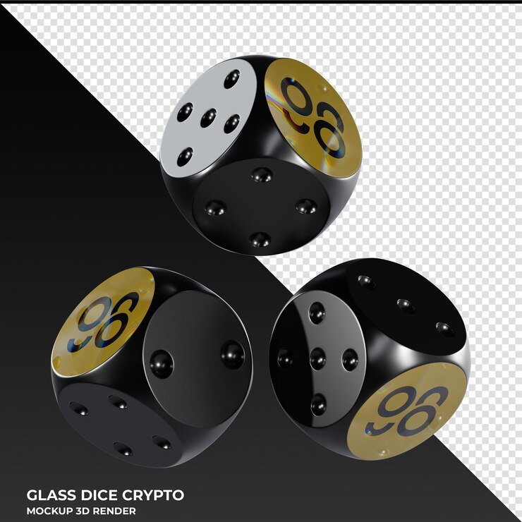 PSD dice coin98 c98 dice de vidrio cripto icono 3d