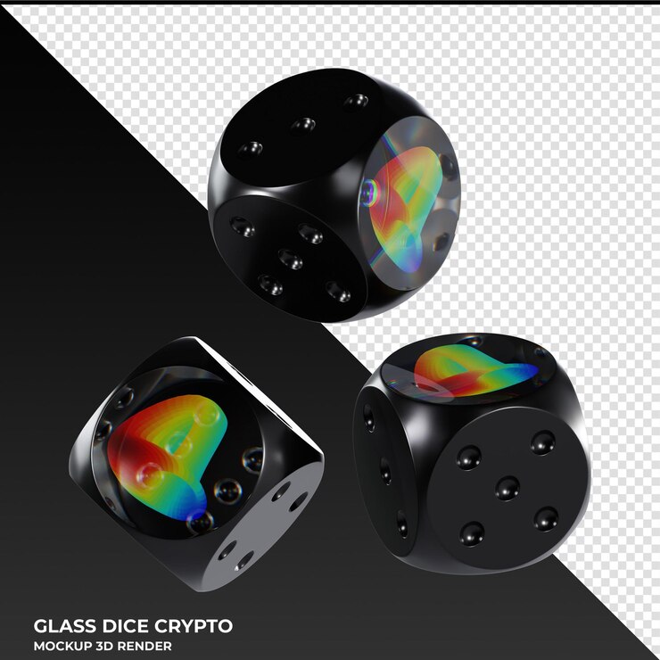 PSD dice curve dao token crv dice de vidrio icono criptográfico 3d