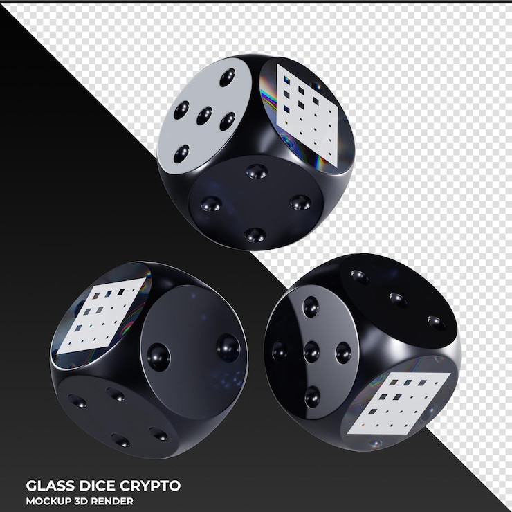 PSD dice fetch ai fet dice de vidrio cripto icono 3d